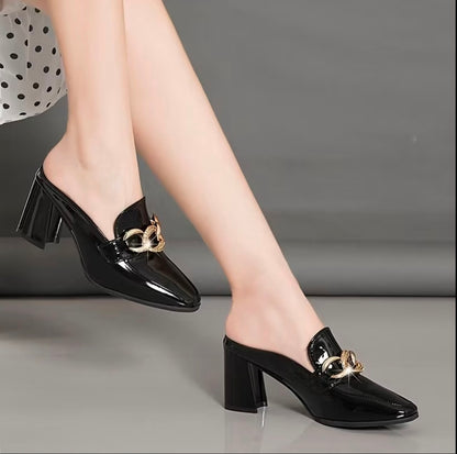 Chunky Heel High Heel Slippers, Women Shoes