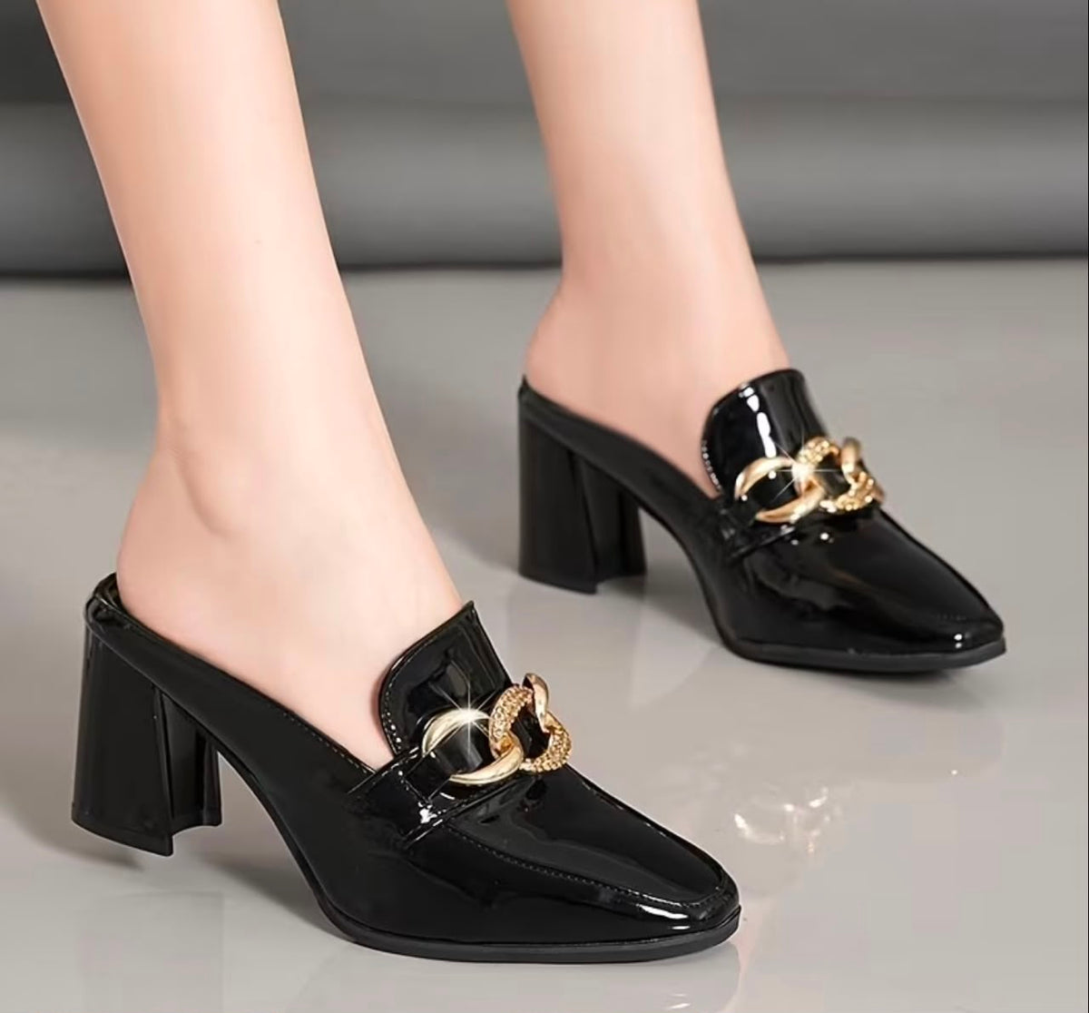 Chunky Heel High Heel Slippers, Women Shoes