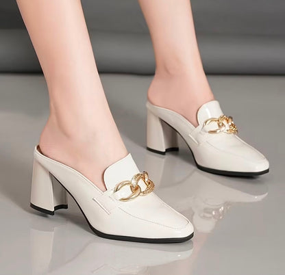 Chunky Heel High Heel Slippers, Women Shoes
