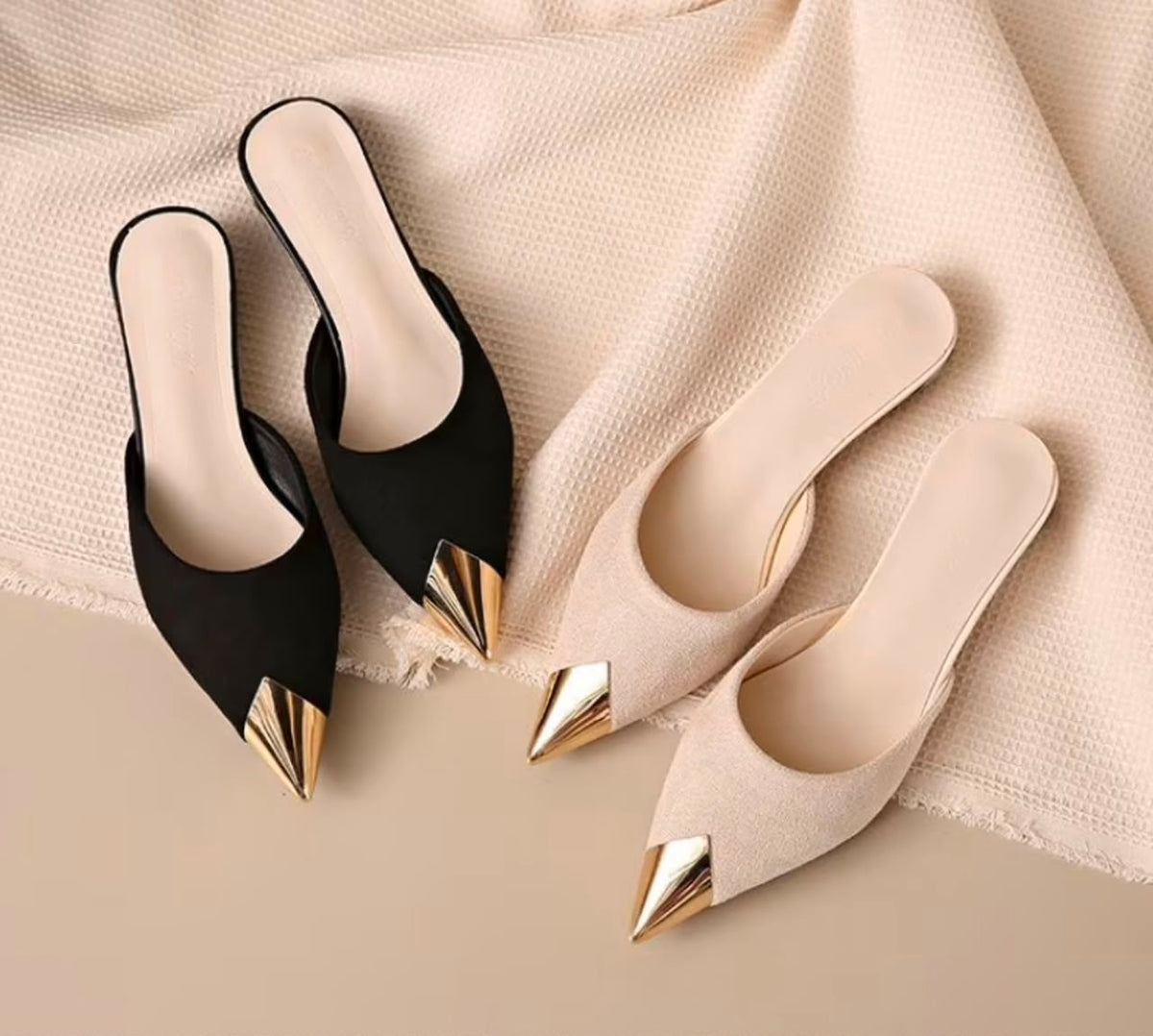 Pointed Toe Low Heel Mule Slippers Outdoor Stylish, Women Shoes