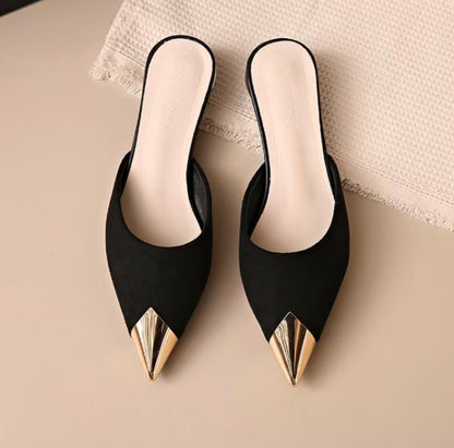 Pointed Toe Low Heel Mule Slippers Outdoor Stylish, Women Shoes