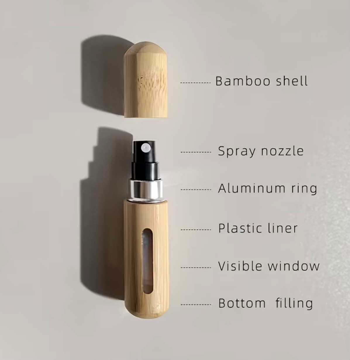 Perfume Bottom Dispensing Bottle High-End Bamboo Shell 2 Direct Charge Perfume Dispensing Bottle Spray Bottle 5MI 8MI Small Empty Bottle