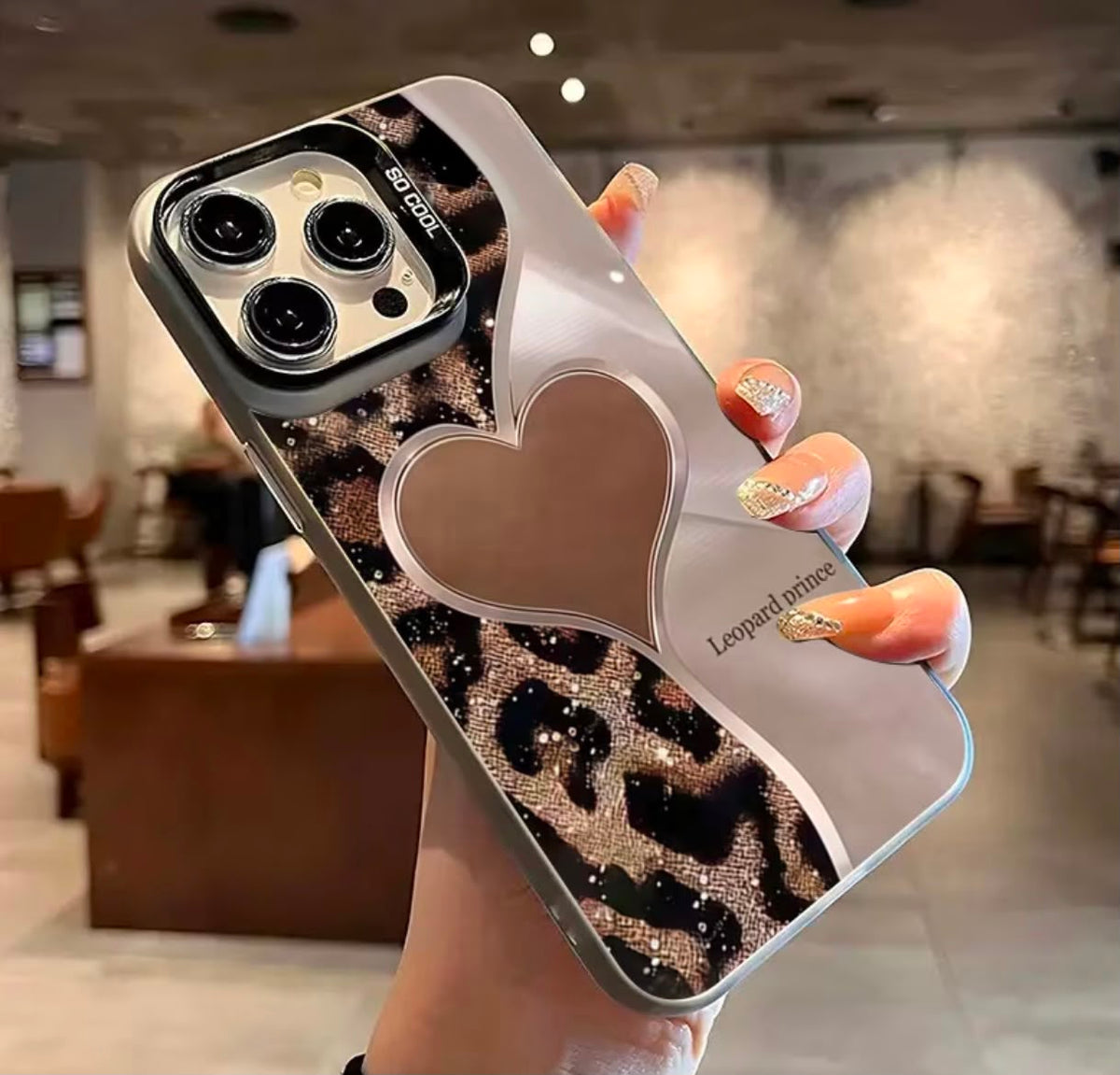 Phone Case - Leoparo Print Heart-Shaped Patchwork Printed Hard Protective Phone Case for Iphone 17 Pro Max 17 Air Cases for Iphone 16 15 14 13 12 11 Pro Max 16E X XR XS Max 78 Plus SE Shockproof Cover