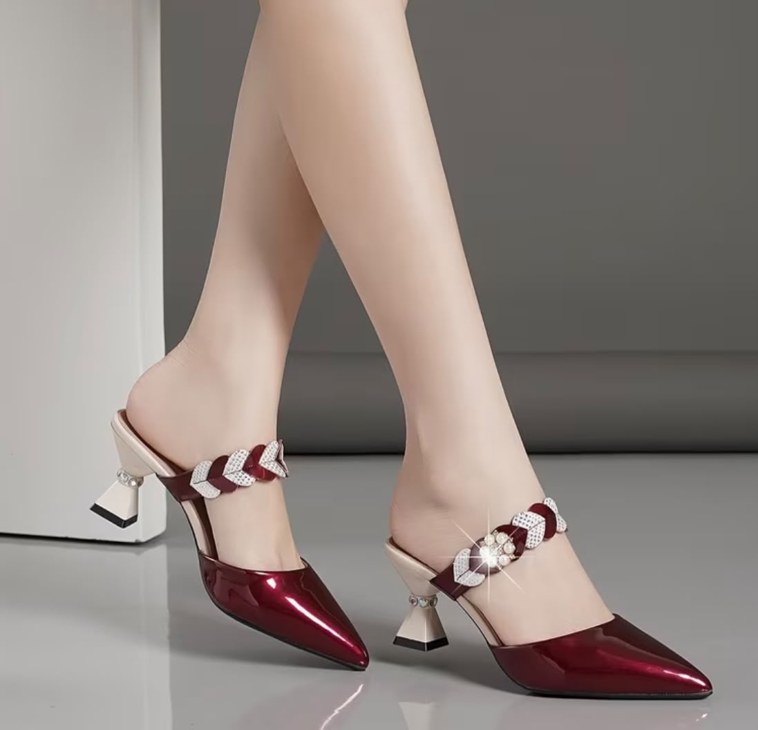Chic Pointed Toe High Heel Sandals with Chunky Heel, Women Shoes