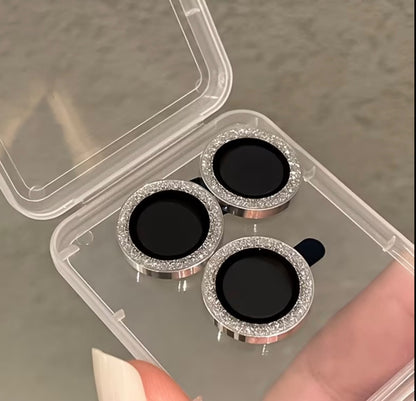 8pcs Glitter Lens Protectors Suitable for Iphone 17 Pro Max/16 Pro/15 Pro/14 Pro/ 13/12/11 Series, with Tempered Glass Film, Phone Additions, Glitter Design, Fashionable And Aesthetic