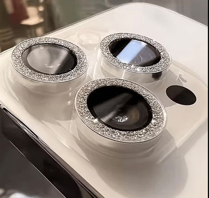8pcs Glitter Lens Protectors Suitable for Iphone 17 Pro Max/16 Pro/15 Pro/14 Pro/ 13/12/11 Series, with Tempered Glass Film, Phone Additions, Glitter Design, Fashionable And Aesthetic