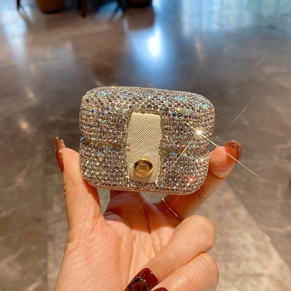 Glam Rectangle Pu Leather Ring Storage Box With Diamond Design For Jewelry Organization