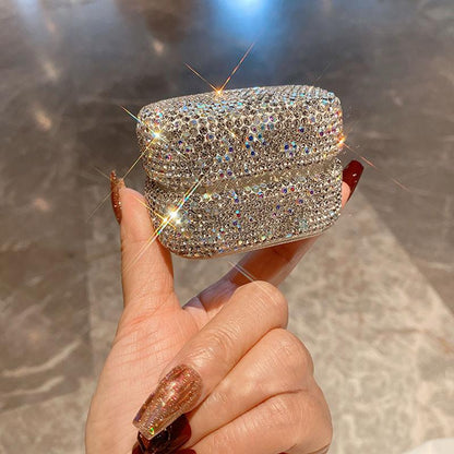 Glam Rectangle Pu Leather Ring Storage Box With Diamond Design For Jewelry Organization