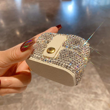 Glam Rectangle Pu Leather Ring Storage Box With Diamond Design For Jewelry Organization
