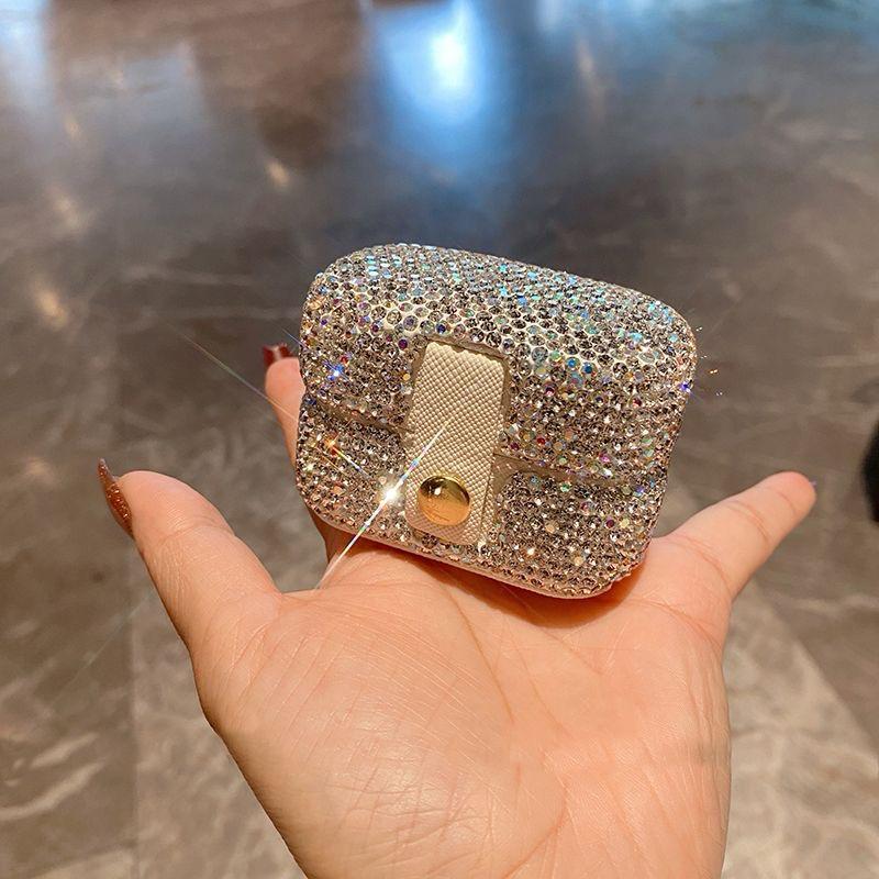 Glam Rectangle Pu Leather Ring Storage Box With Diamond Design For Jewelry Organization